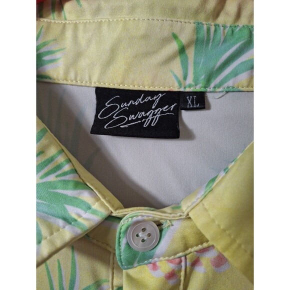 Sunday Swagger Shirt Adult XL Yellow Pineapple Polo Performance Golf Preppy Mens - Picture 4 of 8